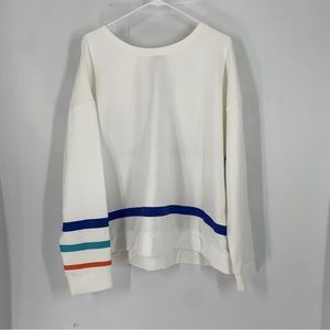 Addison Bay Size XL Ivory Crew Neck  Long Sleeve Striped Pullover